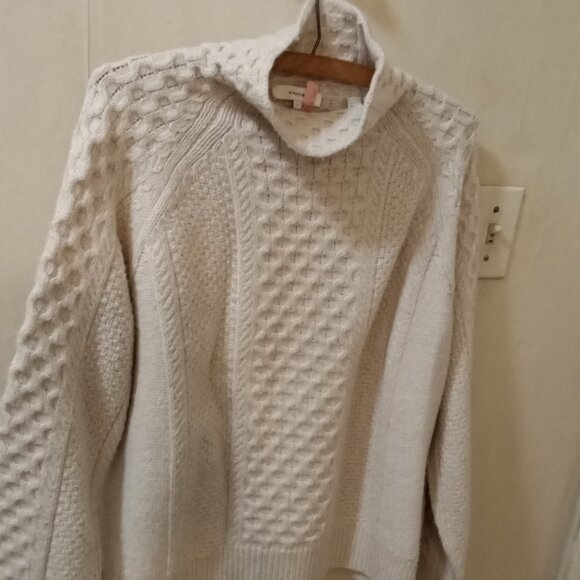 Vince Cable Knit Mockneck Merino Wool Cashmere Blend Sweater, Size L cream - Picture 5 of 7